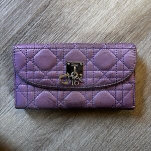 Lady Dior Purple Quilted Women's Rare Wallet